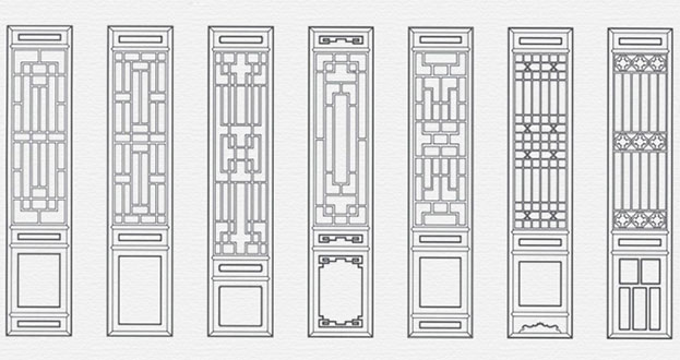 康保常用中式仿古花窗图案隔断设计图